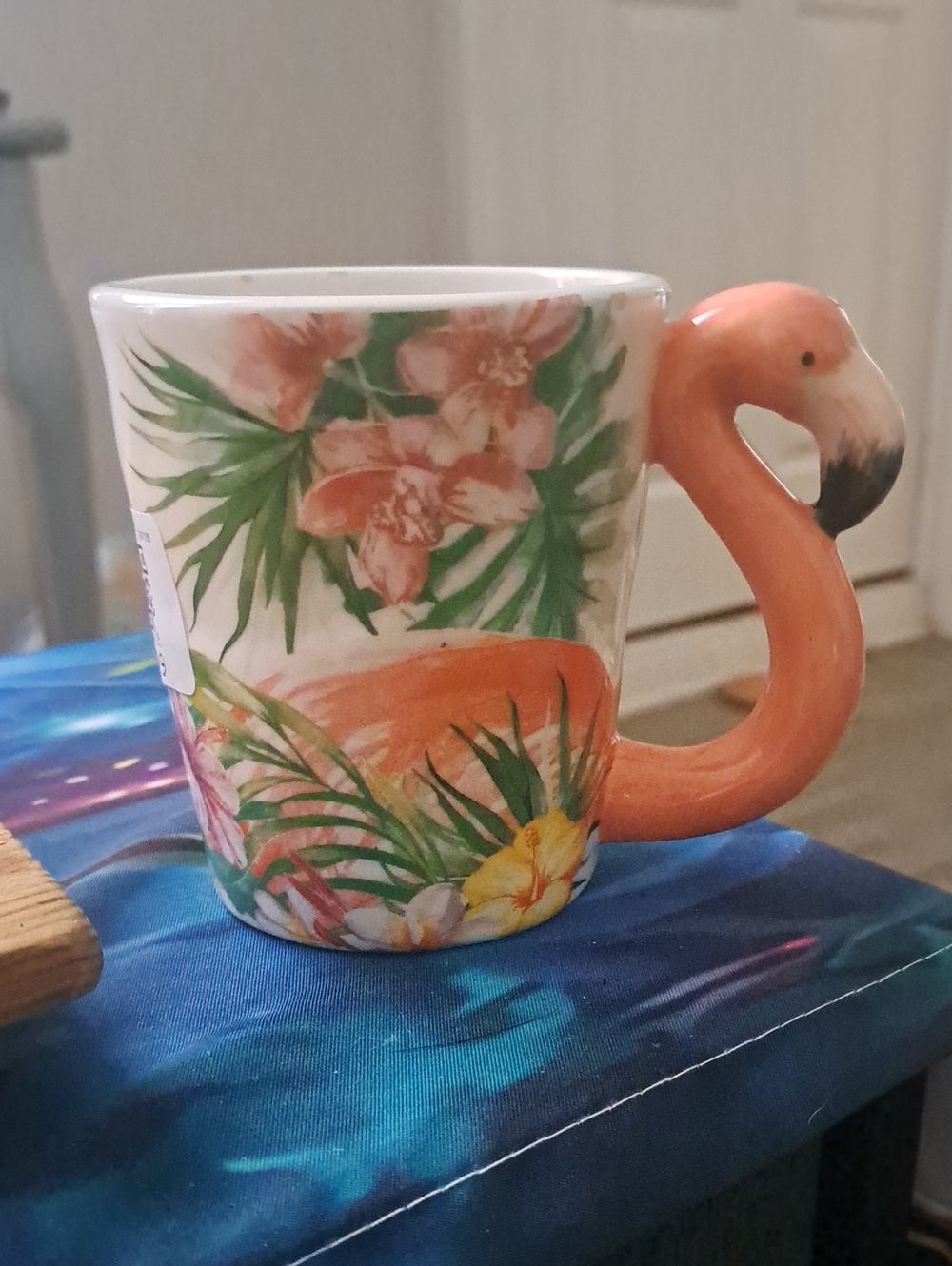 3d Pier 1 Tropical Flamingo Ceramic Mug - Coral Pink Handle